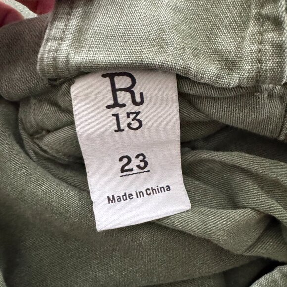 R13 Wide Leg Cargo Pant in Olive, size 23 ** these have been hemmed 2 - 3 inches - Picture 6 of 12